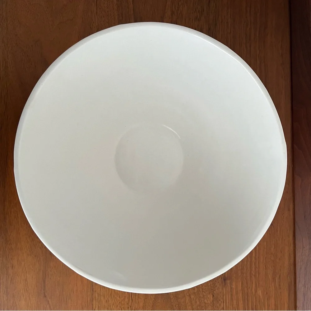 Handmade Large White Ceramic Bowl from Thailand Matte Minimalist Decorative